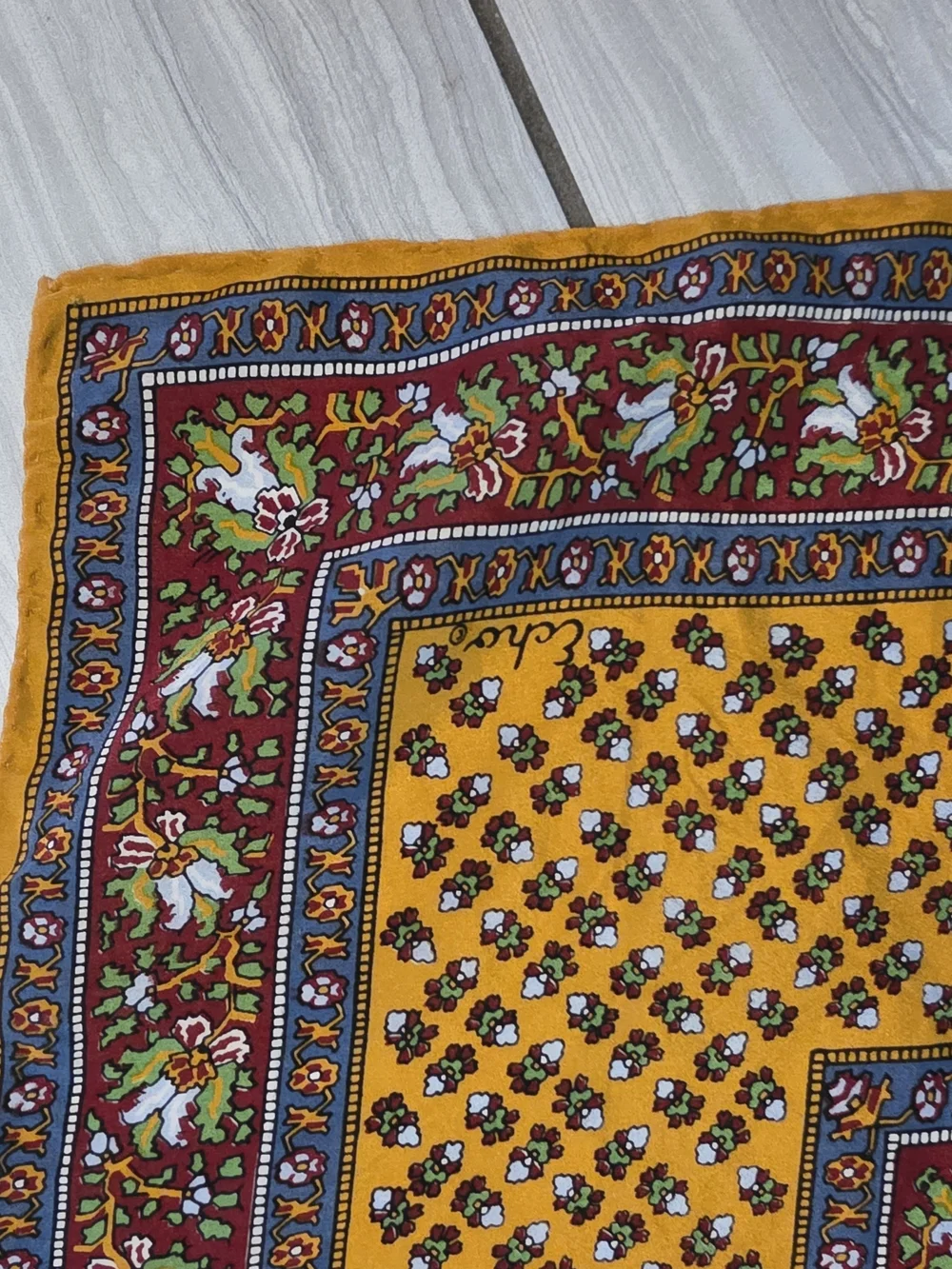 Echo Yellow and Maroon Floral Bandana Scarf
